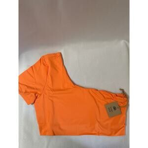 FP Toast Swim One Shoulder Crop Bikini Top Nectarine Sz M